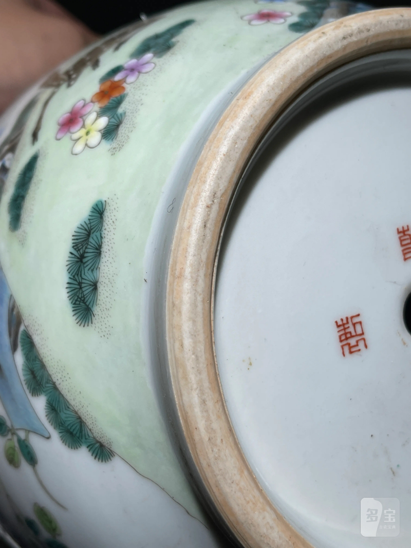 民国 粉彩双鹿纹花盆一对 - 图11